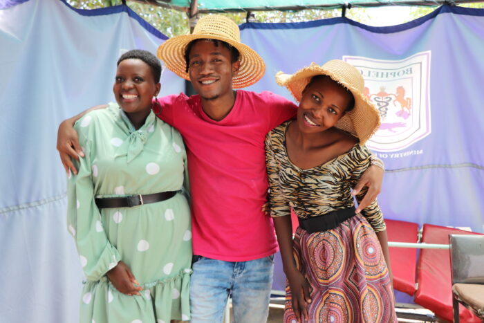 Tebatso and friends at Queen II Adolescent Corner where he participates in a peer support group for adolescents living with HIV
